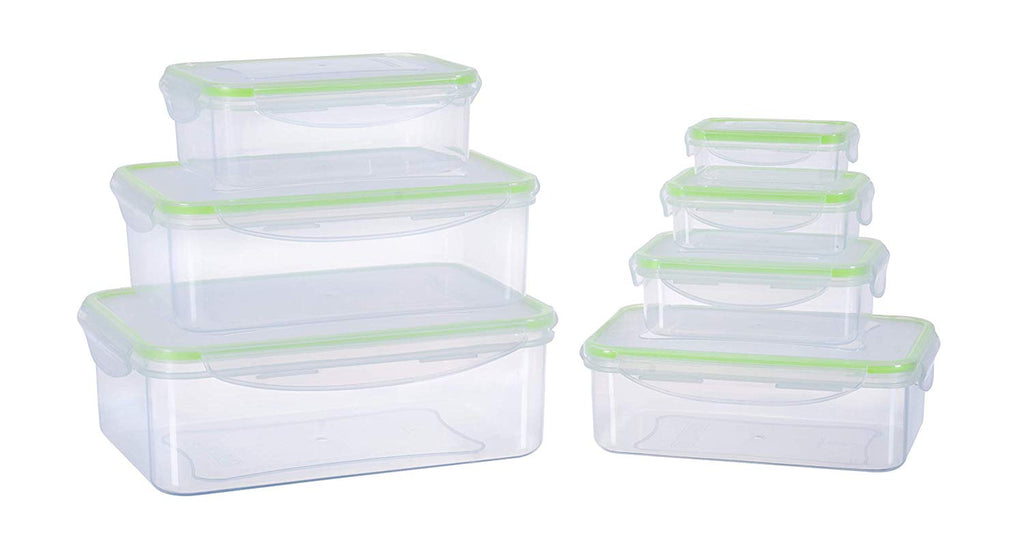 Casual Haus BPA Free Food Storage Containers Clear Plastic Rectangular Leak Proof Airtight Food Storage Containers With Lids 14 Piece Set